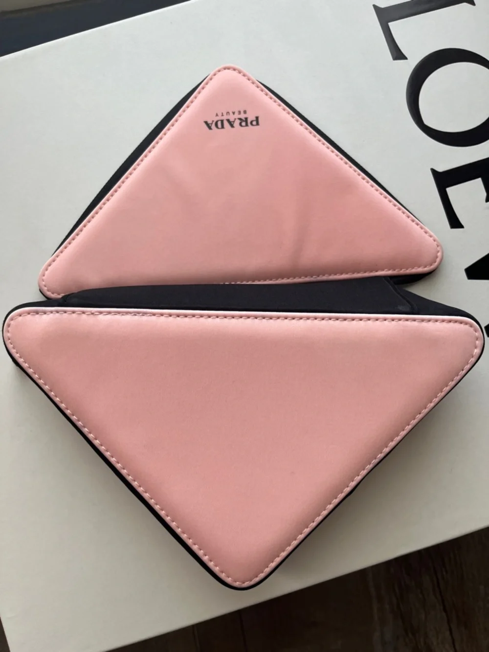 Prada Pink Triangle Cosmetic Pouch with Black Trim - Picture 4 of 4
